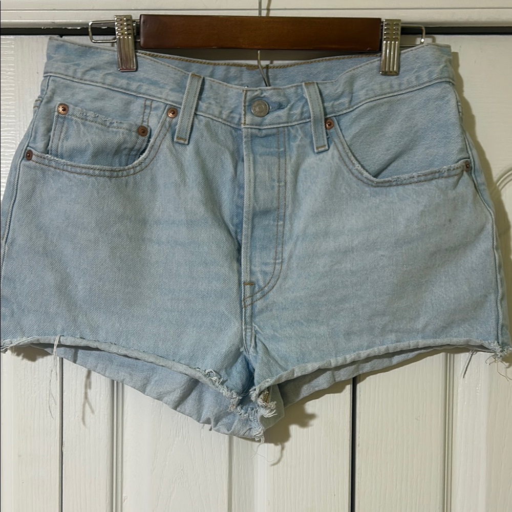 Levi's Blue Jean Shorts High-Waisted Distressed